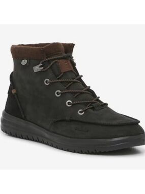 HEY DUDE BRADLEY LEATHER BOOTS BLACK GORPCORE OUTDOOR WATER
REPELLENT NWT Sz11